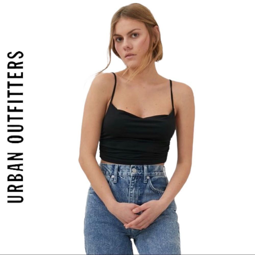 NEW Urban Outfitters UO Ariya Black Ruched Cami Shirt Top M